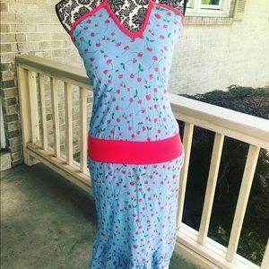 Soundgirl medium cherry pinup halter dress aqua